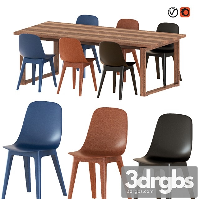 Ikea mörbylånga table & odger chairs 2 3dsmax Download - thumbnail 1