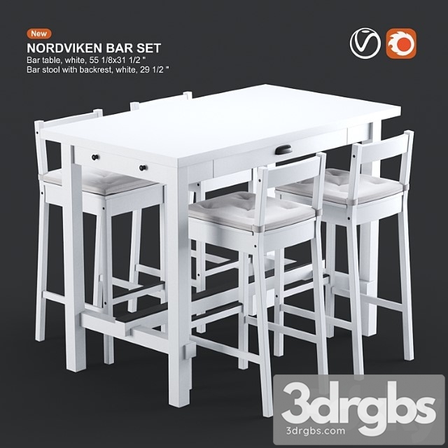 Ikea nordviken bar table and bar stool 2 3dsmax Download - thumbnail 1