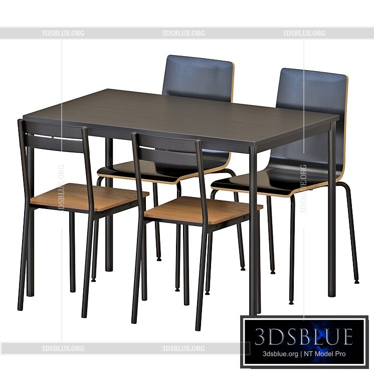 IKEA SANDSBERG Table And Chairs 3DS Max - thumbnail 3