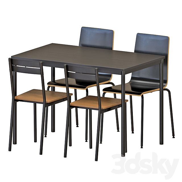 IKEA SANDSBERG Table And Chairs 3DSMax File - thumbnail 1