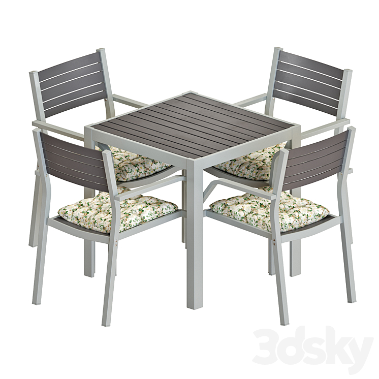 IKEA SJALLAND TABLE AND CHAIRS SET 02 3DS Max Model - thumbnail 1