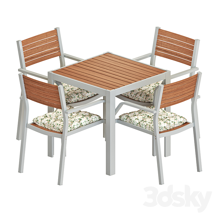 IKEA SJALLAND TABLE AND CHAIRS SET 02 3DS Max Model - thumbnail 2