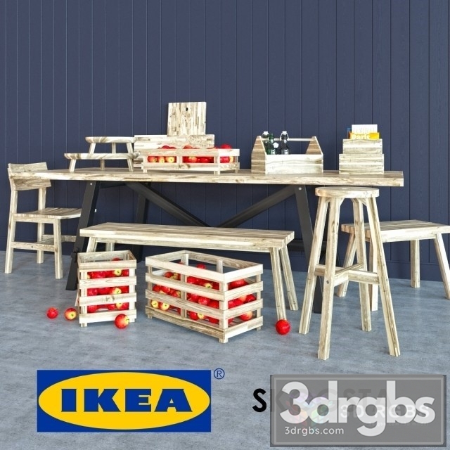 Ikea Skogsta Table and Chair 3dsmax Download - thumbnail 1