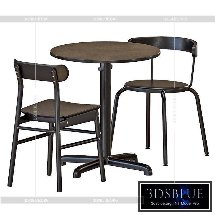 IKEA STENSELE Table and Chairs 3DS Max - thumbnail 3