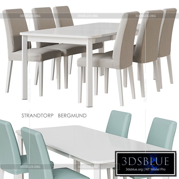 IKEA STRANDTORP \/ BERGMUND Table and chairs 3DS Max - thumbnail 3