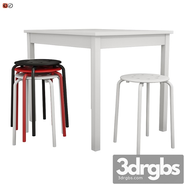 Ikea table olmstad and chair-stool marius 2 3dsmax Download - thumbnail 1