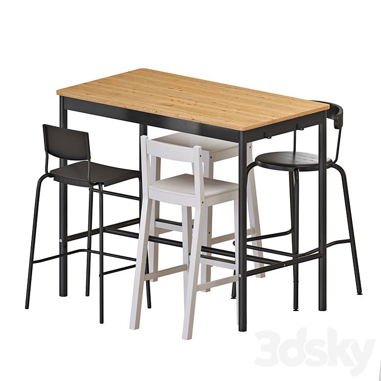 IKEA TOMMARYD Table and Stools 3DS Max Model - thumbnail 1