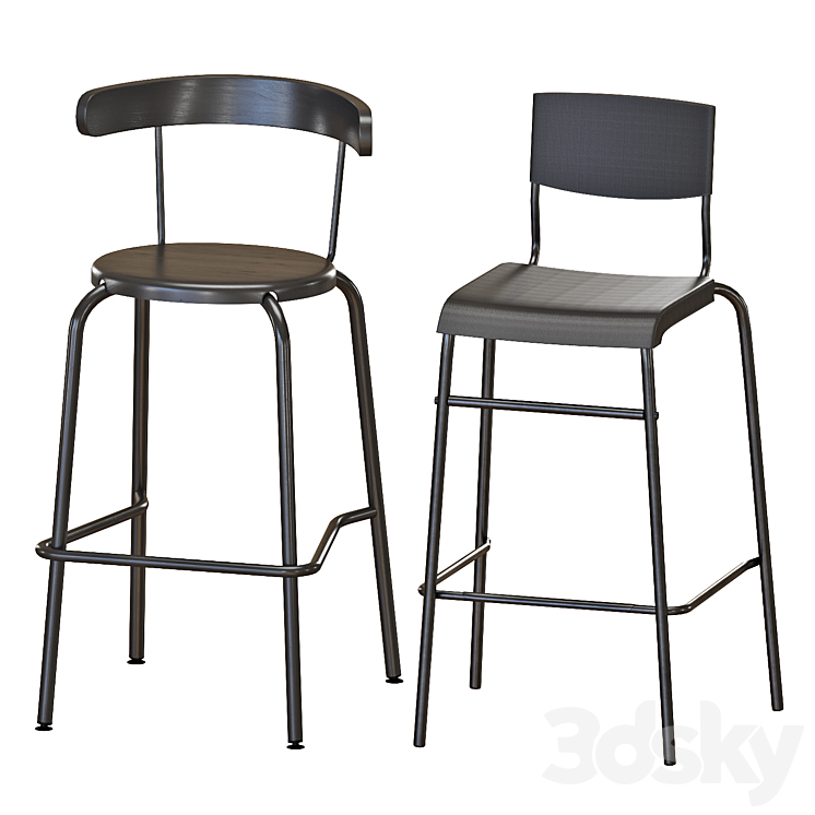 IKEA TOMMARYD Table and Stools 3DS Max Model - thumbnail 2