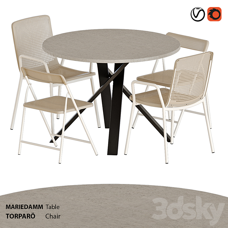 IKEA TORPARÖ chairs and MARIEDAMM table 3DS Max Model - thumbnail 3