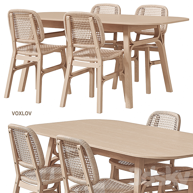 IKEA VOXLÖV Dining table and chair 3DS Max - thumbnail 1