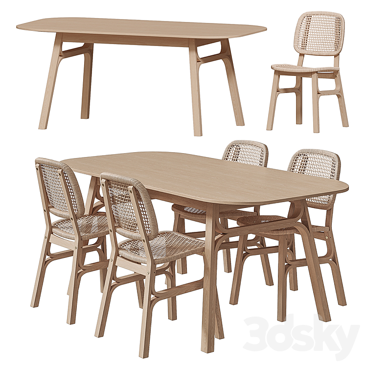 IKEA VOXLÖV Dining table and chair 3DS Max - thumbnail 2