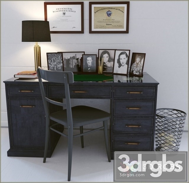 Industrial Black Work Desk and Chair 3dsmax Download - thumbnail 1