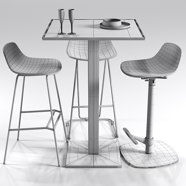 Infiniti Plano + 3 Stools Pure Loop Series 3DSMax File - thumbnail 3