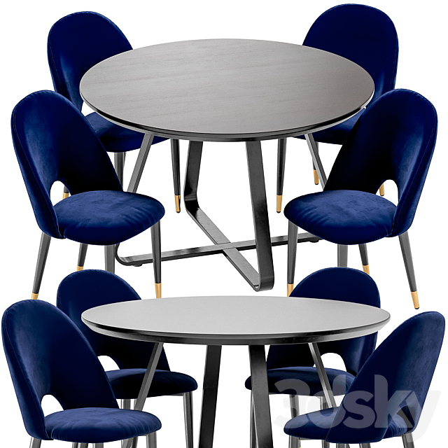 Iris dining chair and Toronto table 3DS Max Model - thumbnail 3