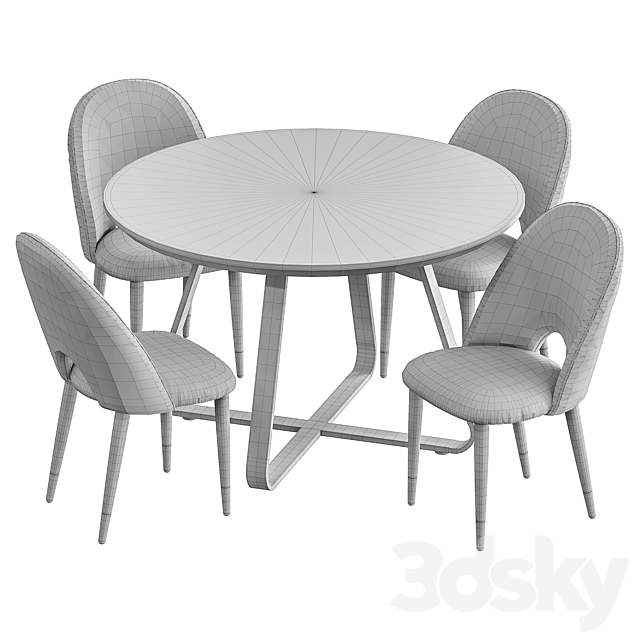 Iris dining chair and Toronto table 3DS Max Model - thumbnail 6