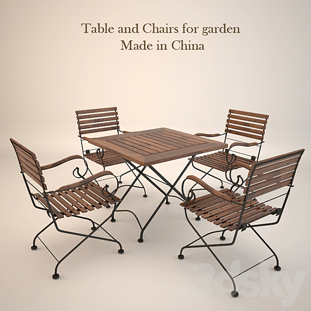 Iron chairs and table _ China 3DSMax File - thumbnail 1