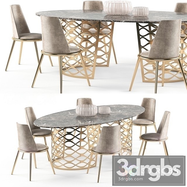 Isidoro Dining Table Set 3dsmax Download - thumbnail 1