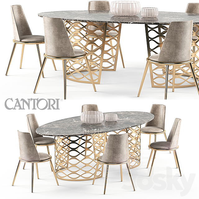 Isidoro table Aurora chair set 3DSMax File - thumbnail 1