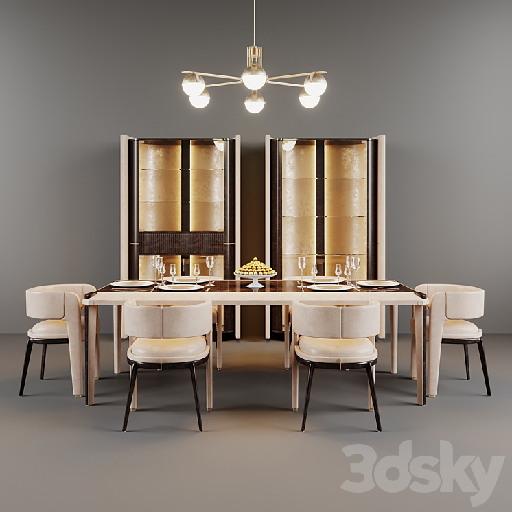 Italian dining group Turri Eclipse 3DS Max - thumbnail 1