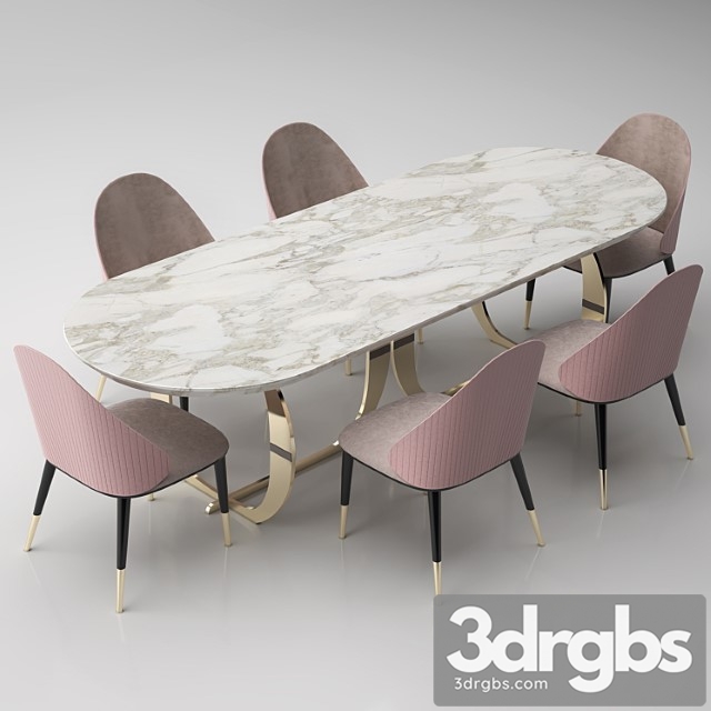 Italian dining room table + chair 2 3dsmax Download - thumbnail 1