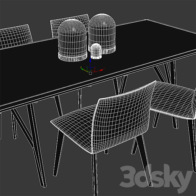 Jalis Chair. Jalis dining table. COR 3DSMax File - thumbnail 3