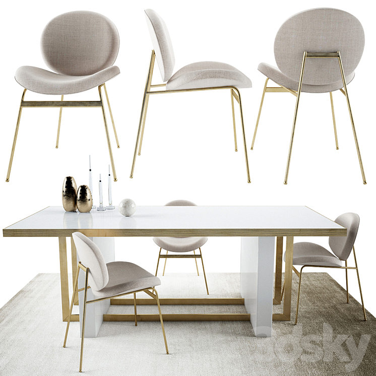 Jane Dinning Chair and Whitney Dining Table by West elm Collection 3DS Max - thumbnail 1