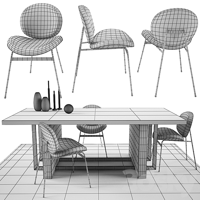 Jane Dinning Chair and Whitney Dining Table by West elm Collection 3DSMax File - thumbnail 3