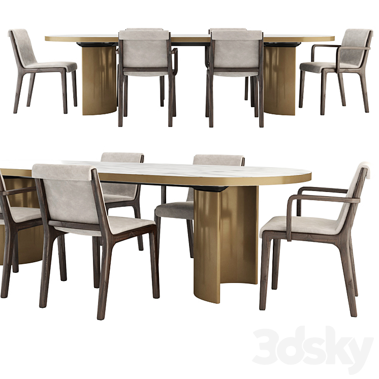 Janet Chair and Blevio Table 3DS Max Model - thumbnail 1