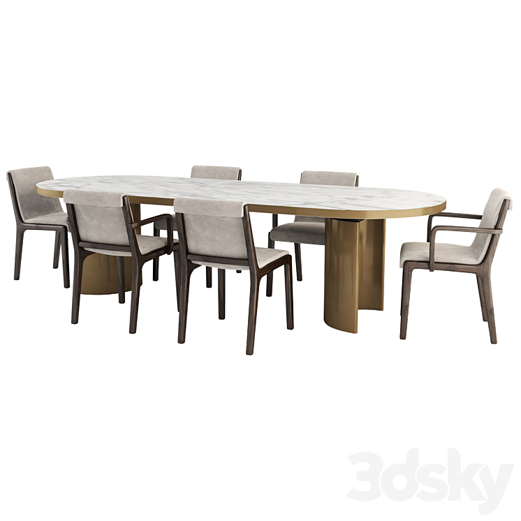 Janet Chair and Blevio Table 3DS Max Model - thumbnail 2