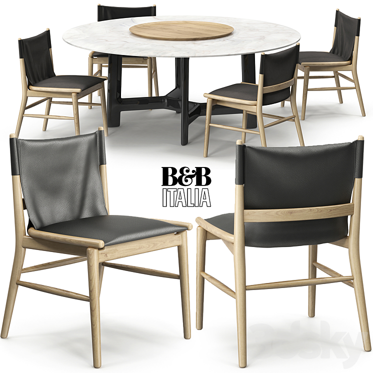 Jens chair Alex table B&B Italia 3DS Max - thumbnail 1