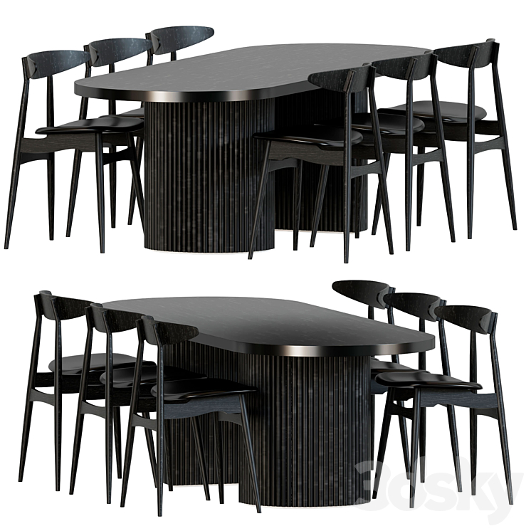 Joffrey Solid Ash Dining Chair Black 3DS Max Model - thumbnail 3