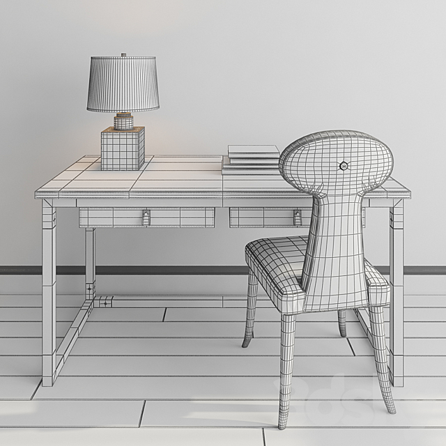 jonathan adler jacques desk vera dining chair 3DS Max Model - thumbnail 3