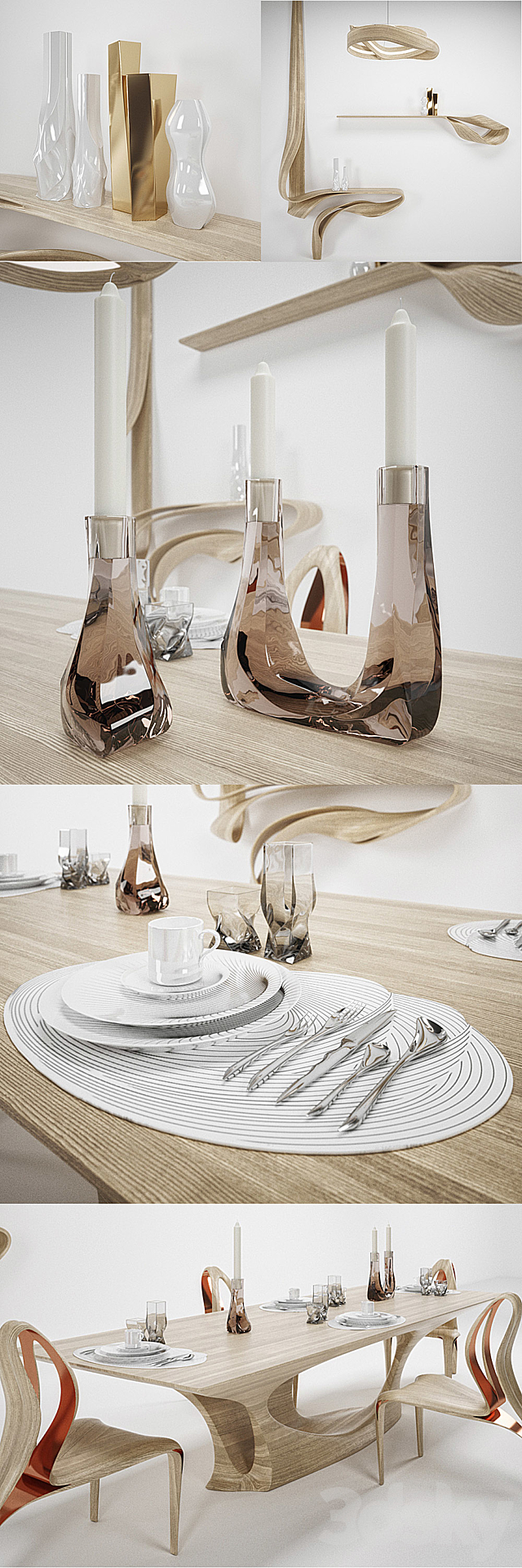 Joseph Walsh and Zaha Hadid Dining Set 3DS Max Model - thumbnail 2