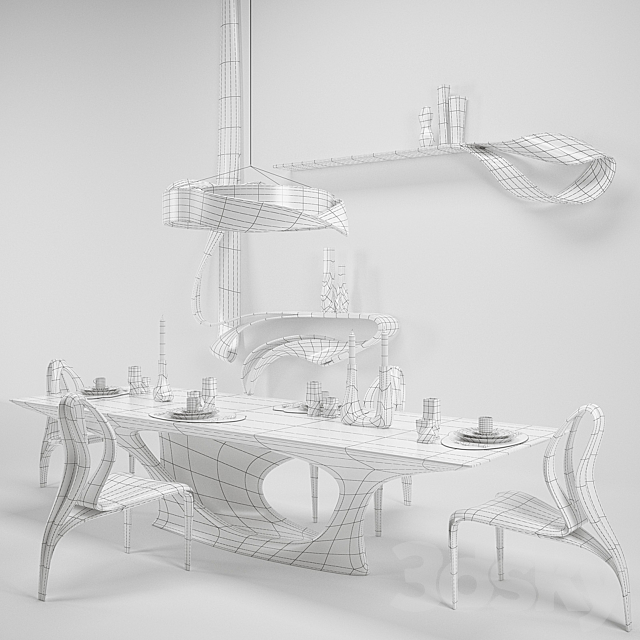 Joseph Walsh and Zaha Hadid Dining Set 3DS Max Model - thumbnail 3