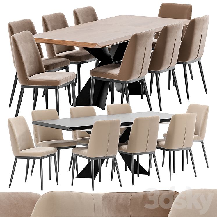 Joss Y249 dining chair and Cherry Esf T1712A table 3DS Max - thumbnail 1