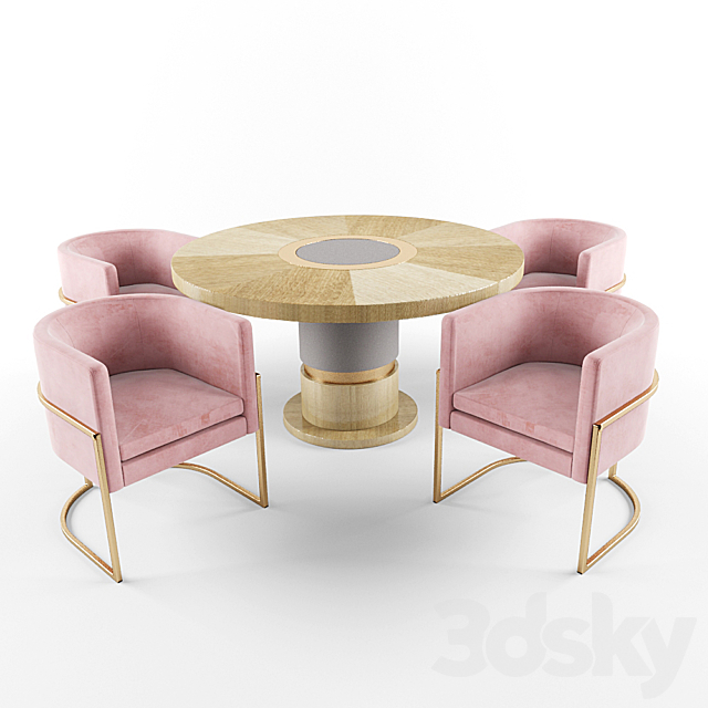 Julius chairs and Lune table 3DSMax File - thumbnail 1