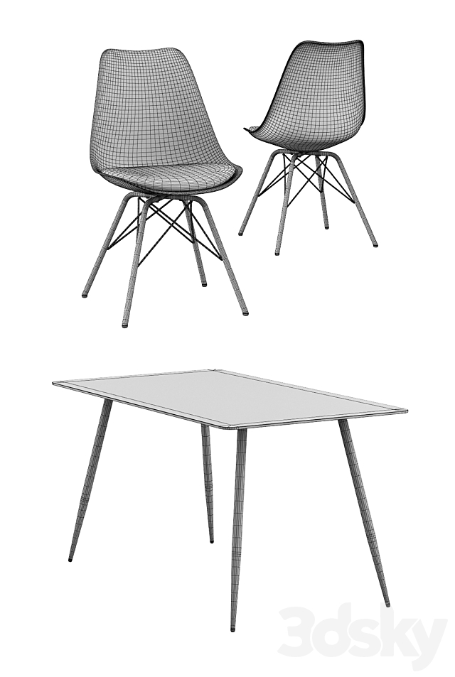 Jysk _ Klarup Chair + Ollerup Table 3DS Max Model - thumbnail 3