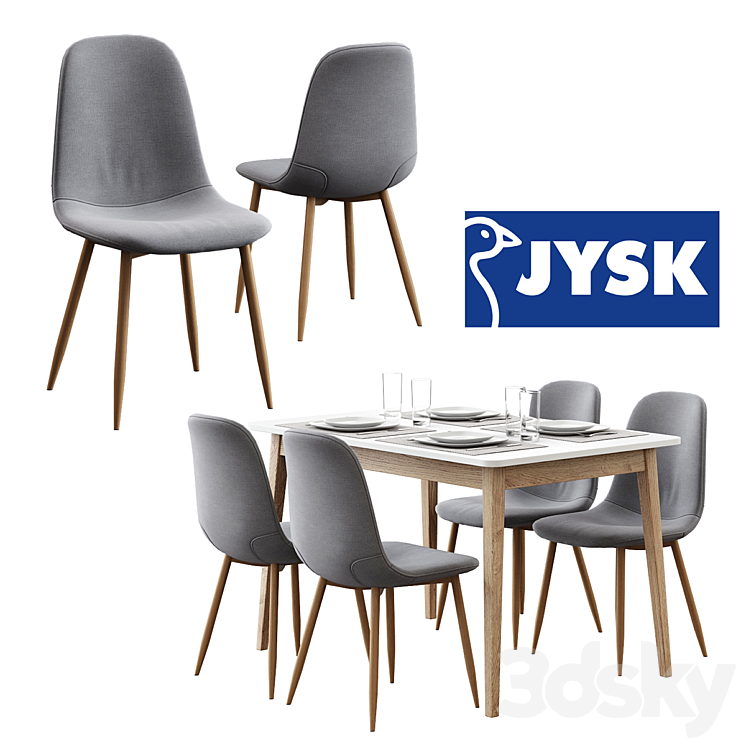 Jysk \/ Jonstrup Chair + Gammelgab Table 3DS Max - thumbnail 1