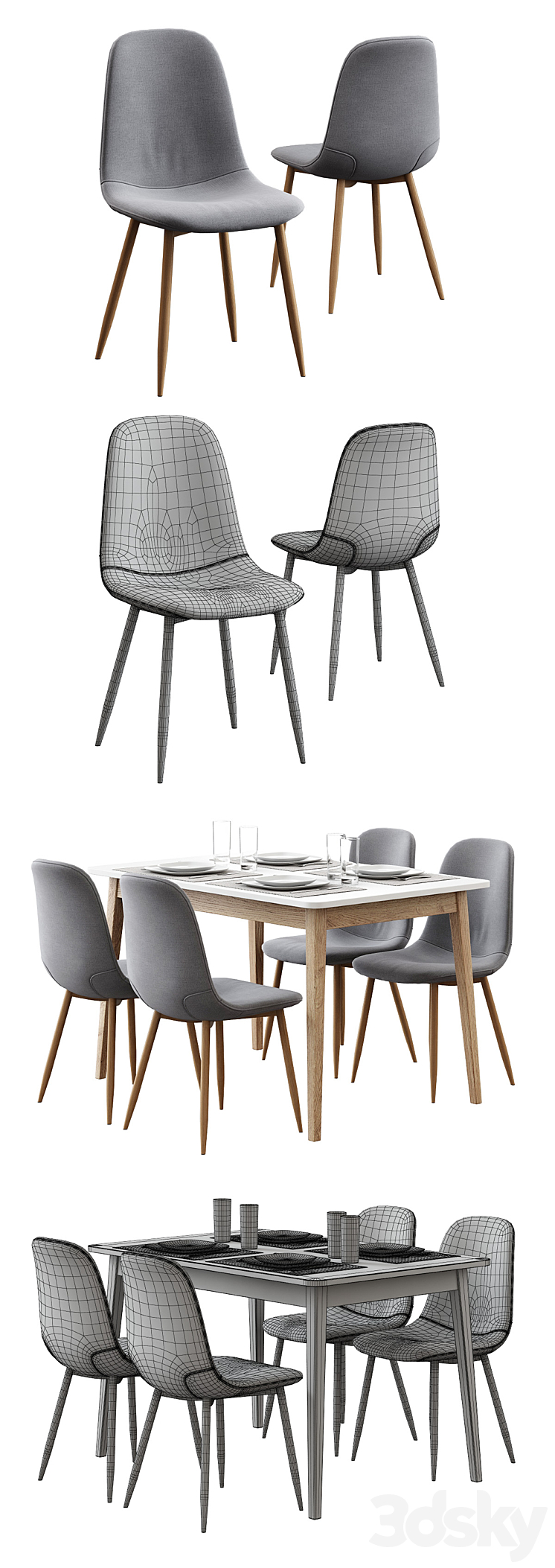 Jysk \/ Jonstrup Chair + Gammelgab Table 3DS Max - thumbnail 2