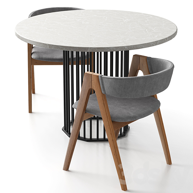 Kaede chair and Patrik dining table by R-Home 3DS Max Model - thumbnail 3