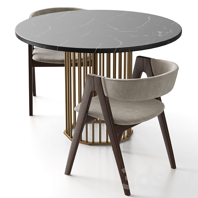 Kaede chair and Patrik dining table by R-Home 3DS Max Model - thumbnail 4