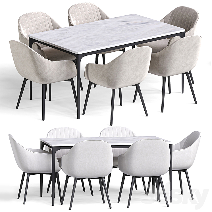 Kanto dining table and Kave home 3DS Max Model - thumbnail 1