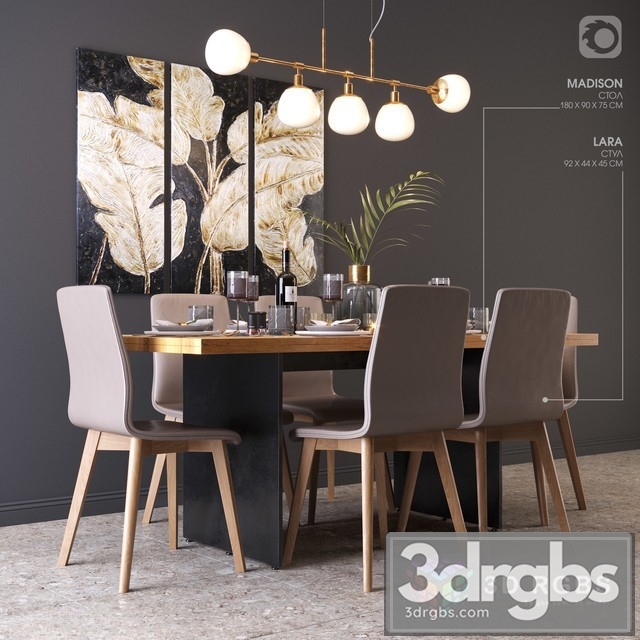 Kare Dining Set 3dsmax Download - thumbnail 1