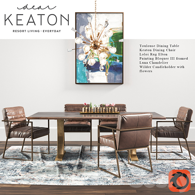 Keaton Dining set 3DS Max - thumbnail 1