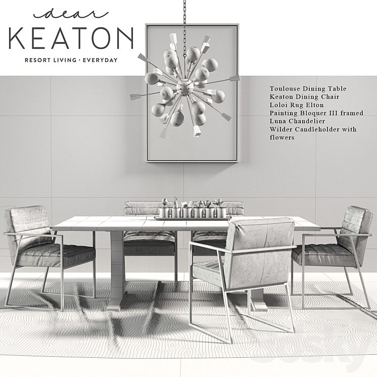 Keaton Dining set 3DS Max - thumbnail 2