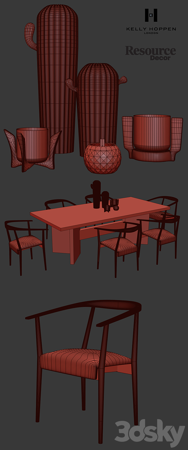 kelly hoppen dining set 3DSMax File - thumbnail 3