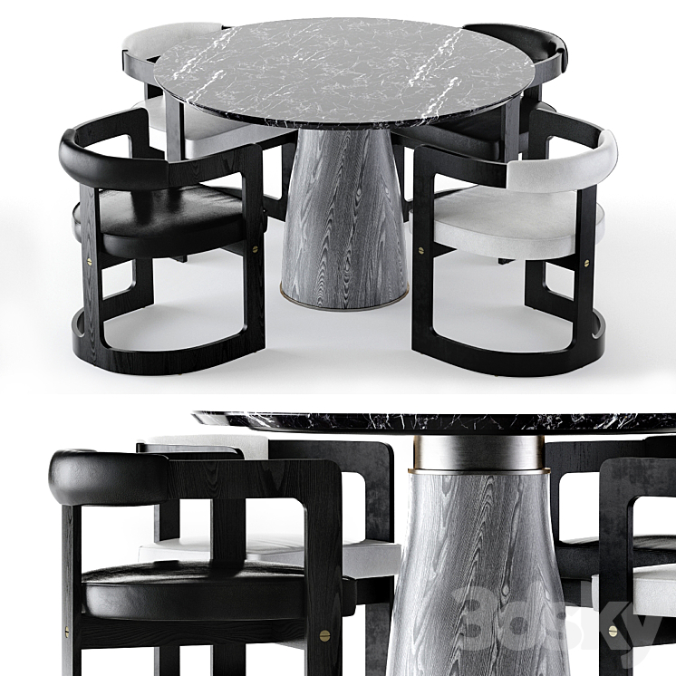 Kelly Wearstler Camden table and Zuma chair 3DS Max - thumbnail 1