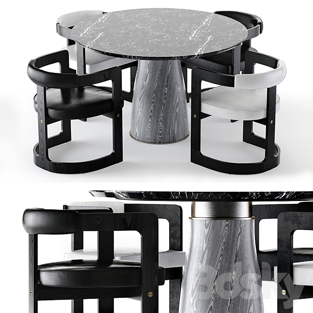 Kelly Wearstler Camden table and Zuma chair 3DSMax File - thumbnail 1