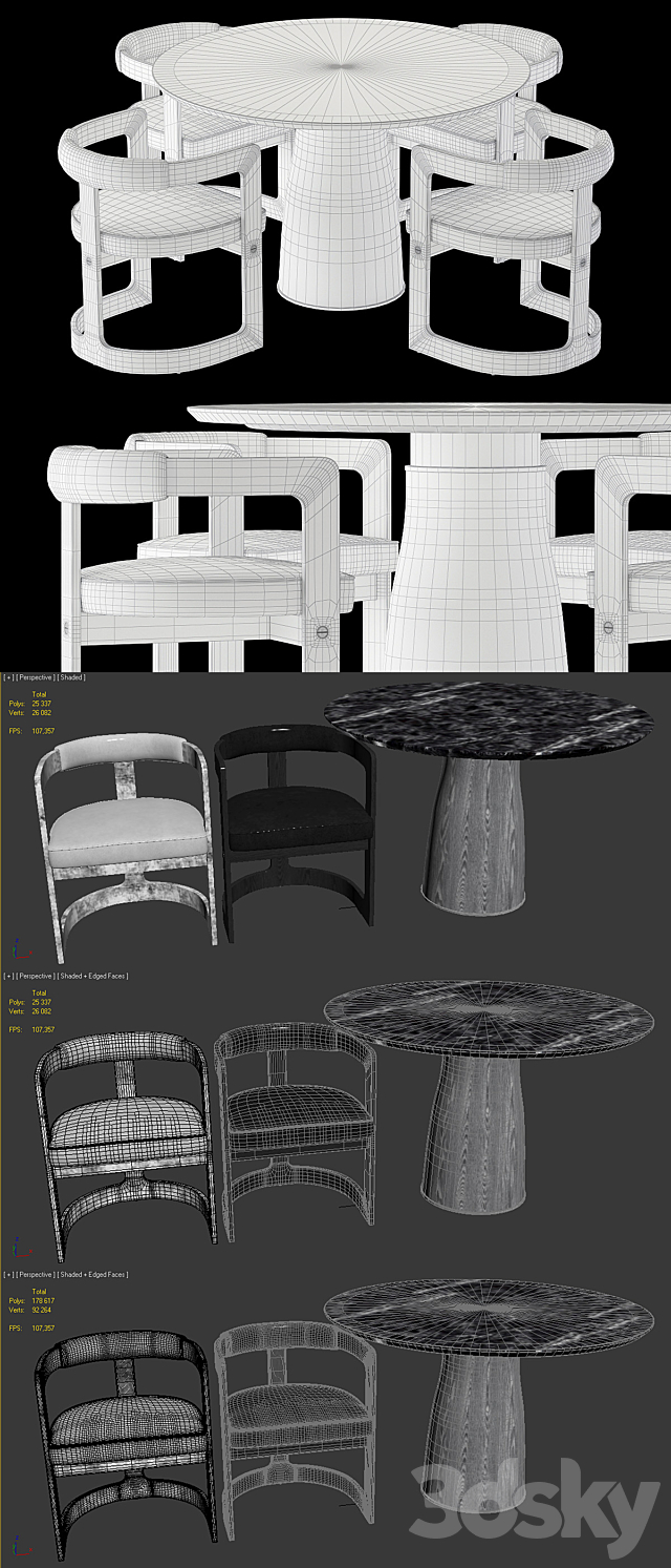 Kelly Wearstler Camden table and Zuma chair 3DSMax File - thumbnail 3