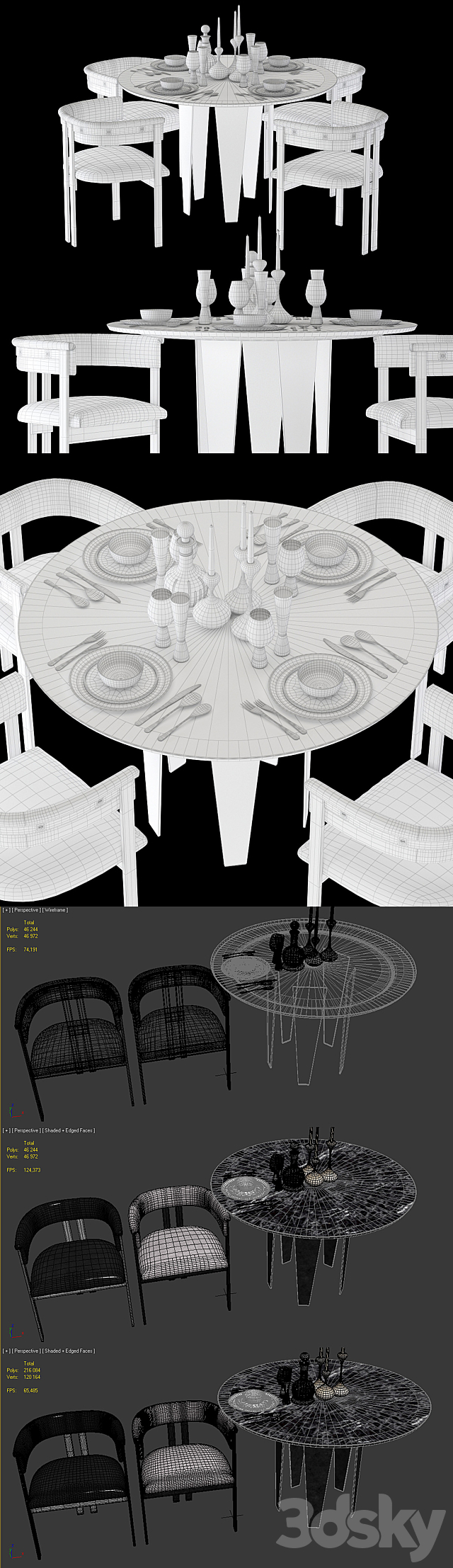 Kelly Wearstler Grafton Table and Elliot Chair 3DSMax File - thumbnail 3